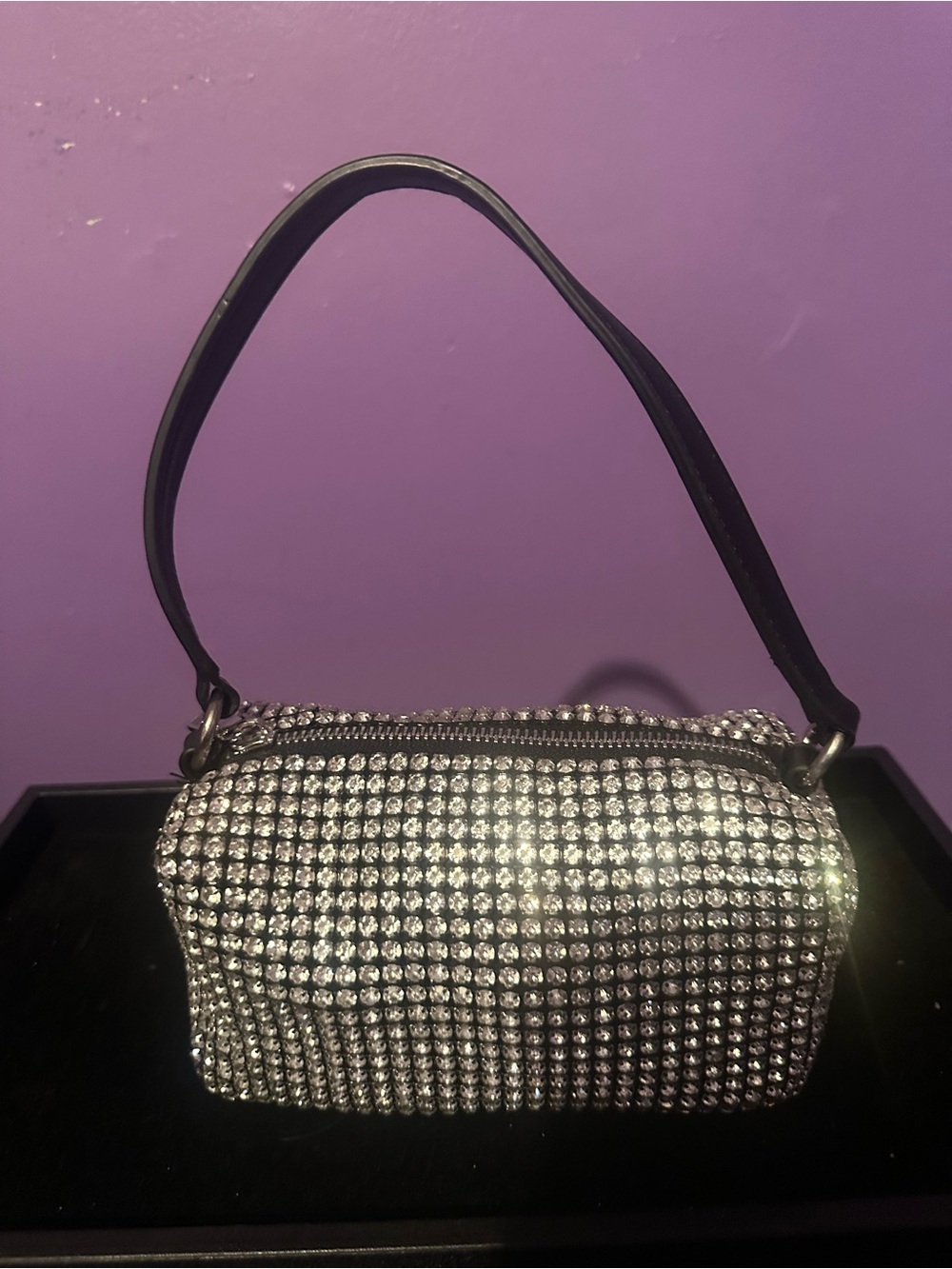 Louis Stewart Crystal-Embellished Silver Mini Shoulder Bag